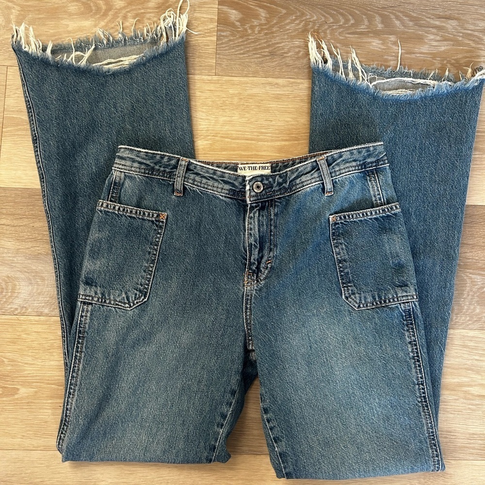 Free People Raw Hem Flare Jeans